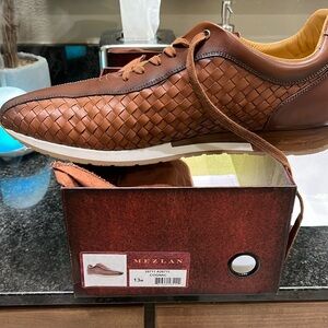 Mezlan woven leather Cognac colored EXCELLENT CONDITION WORN 2x